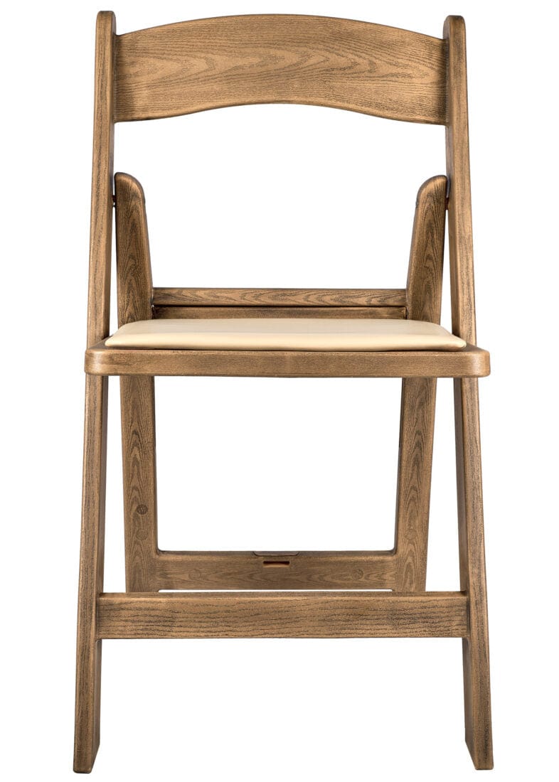 Chivari Chestnut Resin WoodGrain™ Folding Chair with Tan Cushion CFRCB-I-AX-T