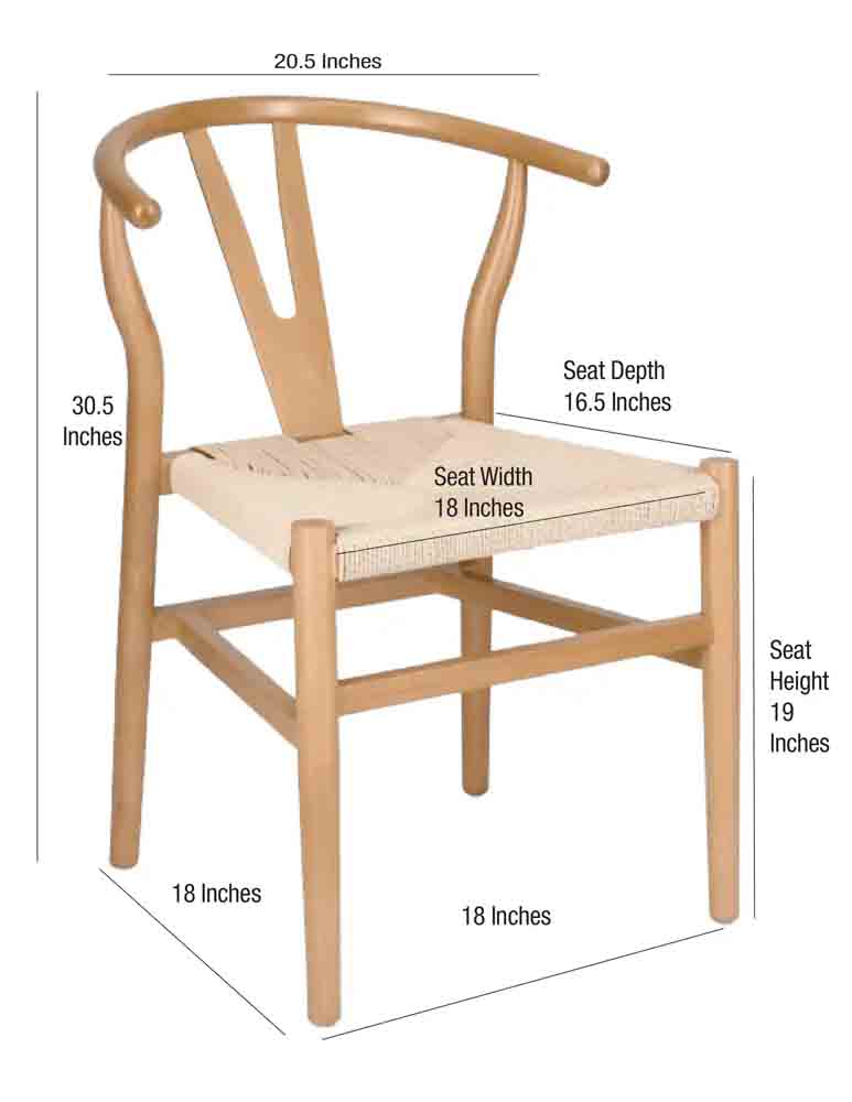 Chivari Natural Wood Wishbone Wood Chair with Natural Rope Seat CWHWNN-ZG-T