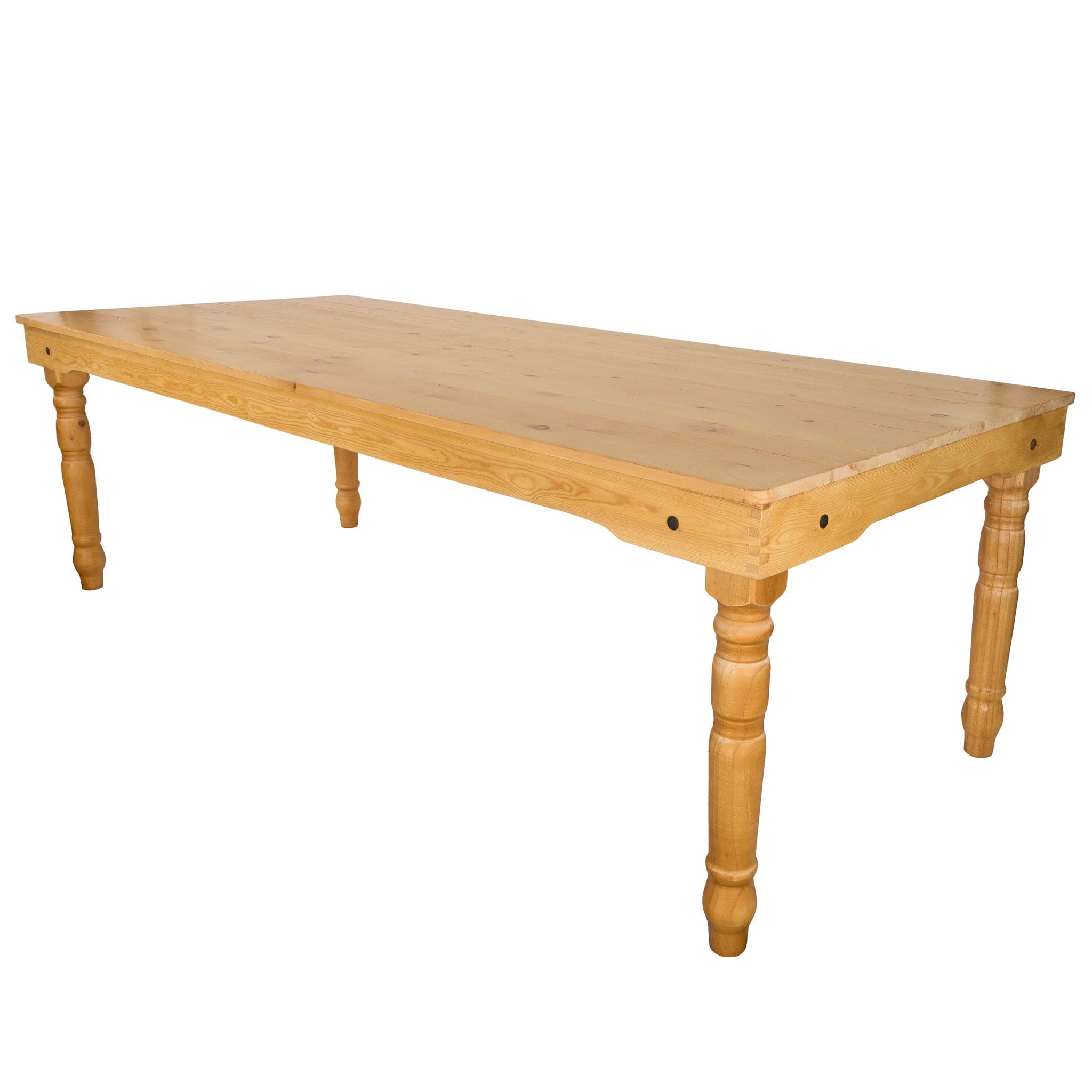 Chivari 96″ x 40″ (8 Foot) Natural Rectangle Thin Fluted Leg Wood Farm Table TFARMRT9640-NATURAL-T-LEG-AX-T