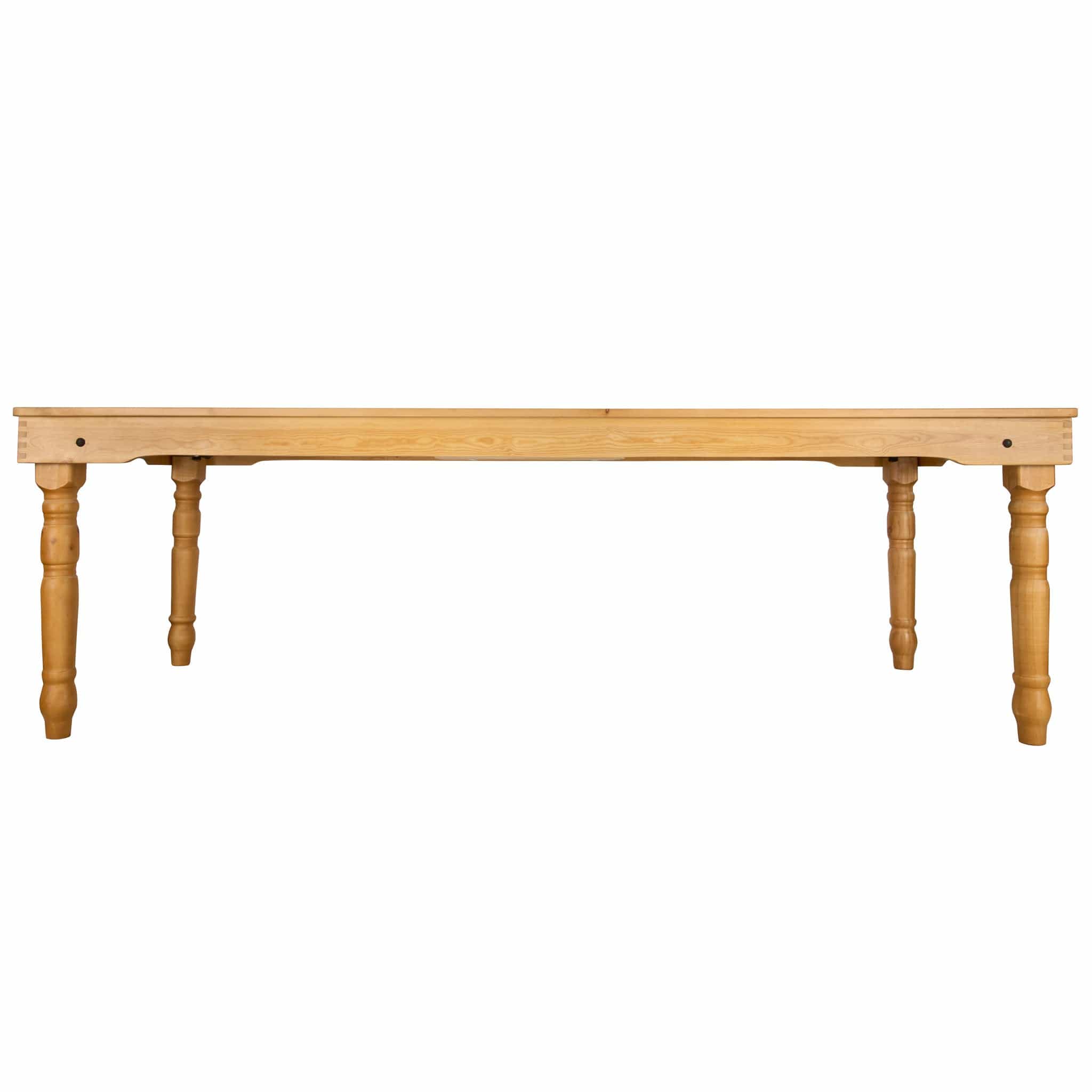 Chivari 96″ x 40″ (8 Foot) Natural Rectangle Thin Fluted Leg Wood Farm Table TFARMRT9640-NATURAL-T-LEG-AX-T