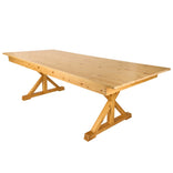 96″ x 40″ (8 Foot) Natural  Rectangle X Leg Wood Farm Table