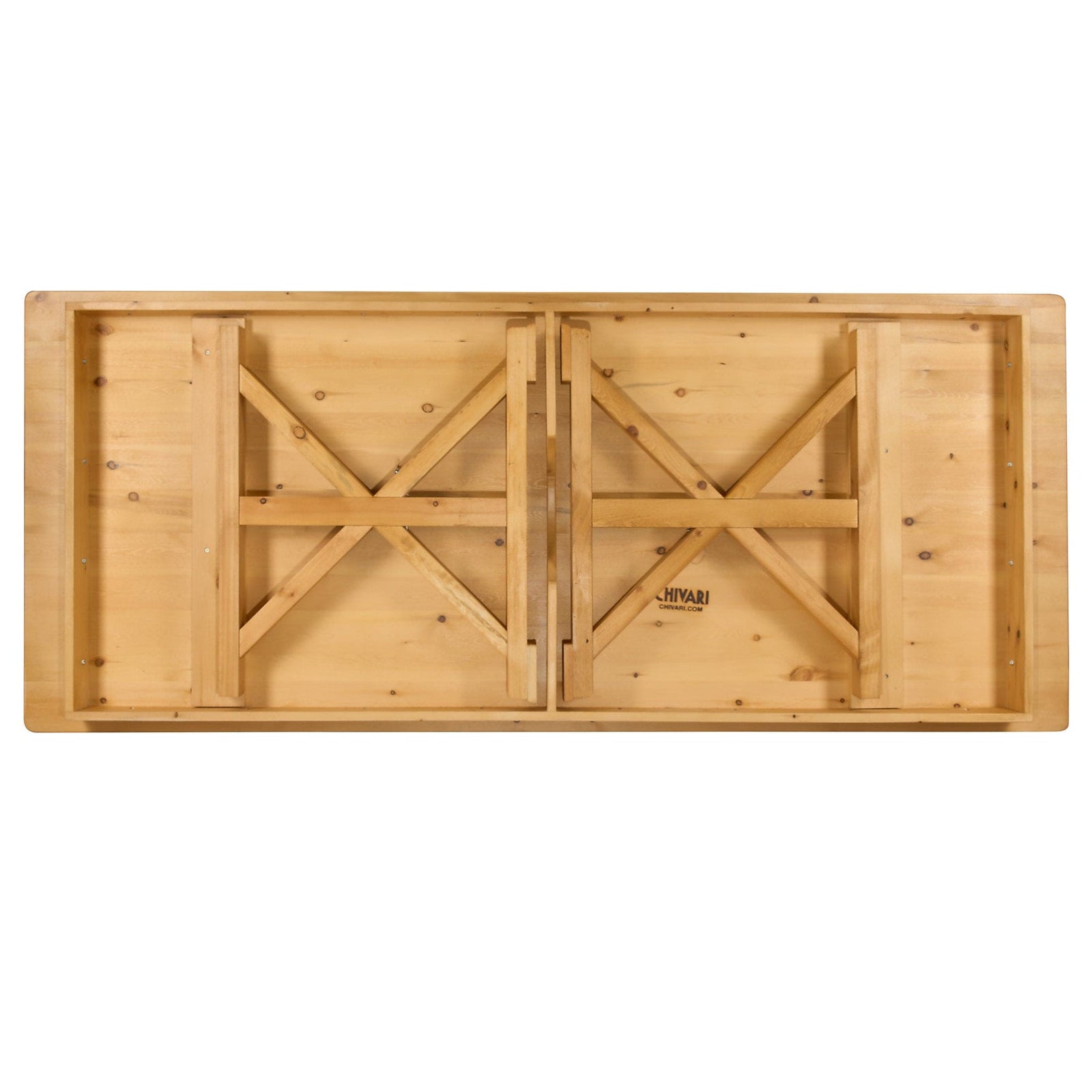 Chivari 96″ x 40″ (8 Foot) Natural  Rectangle X Leg Wood Farm Table TFARMRT9640-NATURAL-X-LEG-AX-T