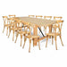 Chivari Natural Straight Leg Farm Table Dining Set with 10 Chairs TFARM-NATURAl-S-LEG-KIT-CXR-AX