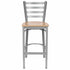 Chivari Ladder Back Bar Stool with Silver Frame and Natural Wood Seat BLMSWNW-ZF-KT