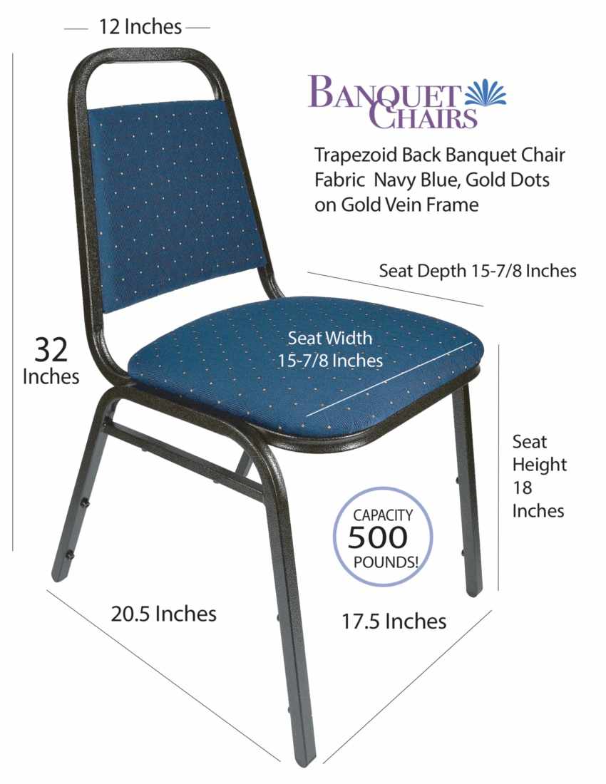 Chivari Navy Blue with Gold Dot Fabric Gold Vein Steel Frame Trapezoid Back 32