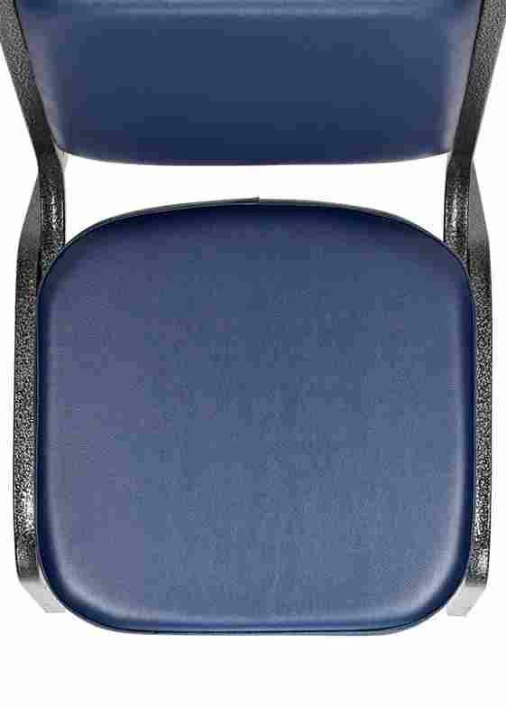Chivari Navy Blue Vinyl on Silver Vein Steel Frame Square Back Banquet Chair CQSVBLU-ZF-T