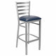 Chivari Ladder Back Bar Stool with Silver Frame and Navy Blue Vinyl Seat BLMSVNB-ZF-KT