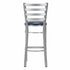 Chivari Ladder Back Bar Stool with Silver Frame and Navy Blue Vinyl Seat BLMSVNB-ZF-KT