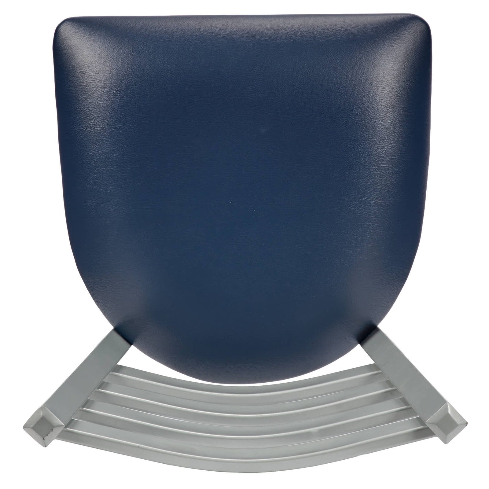 Chivari Ladder Back Bar Stool with Silver Frame and Navy Blue Vinyl Seat BLMSVNB-ZF-KT