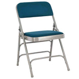 Navy Blue Metal Folding Chair with Blue Fabric Cushion