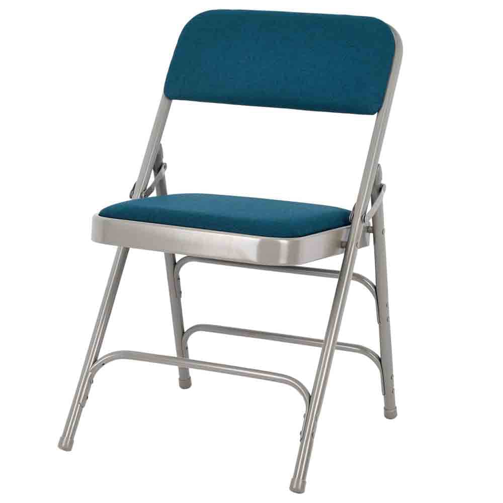 Chivari Navy Blue Metal Folding Chair with Blue Fabric Cushion CFMFNBGR1-CX-T