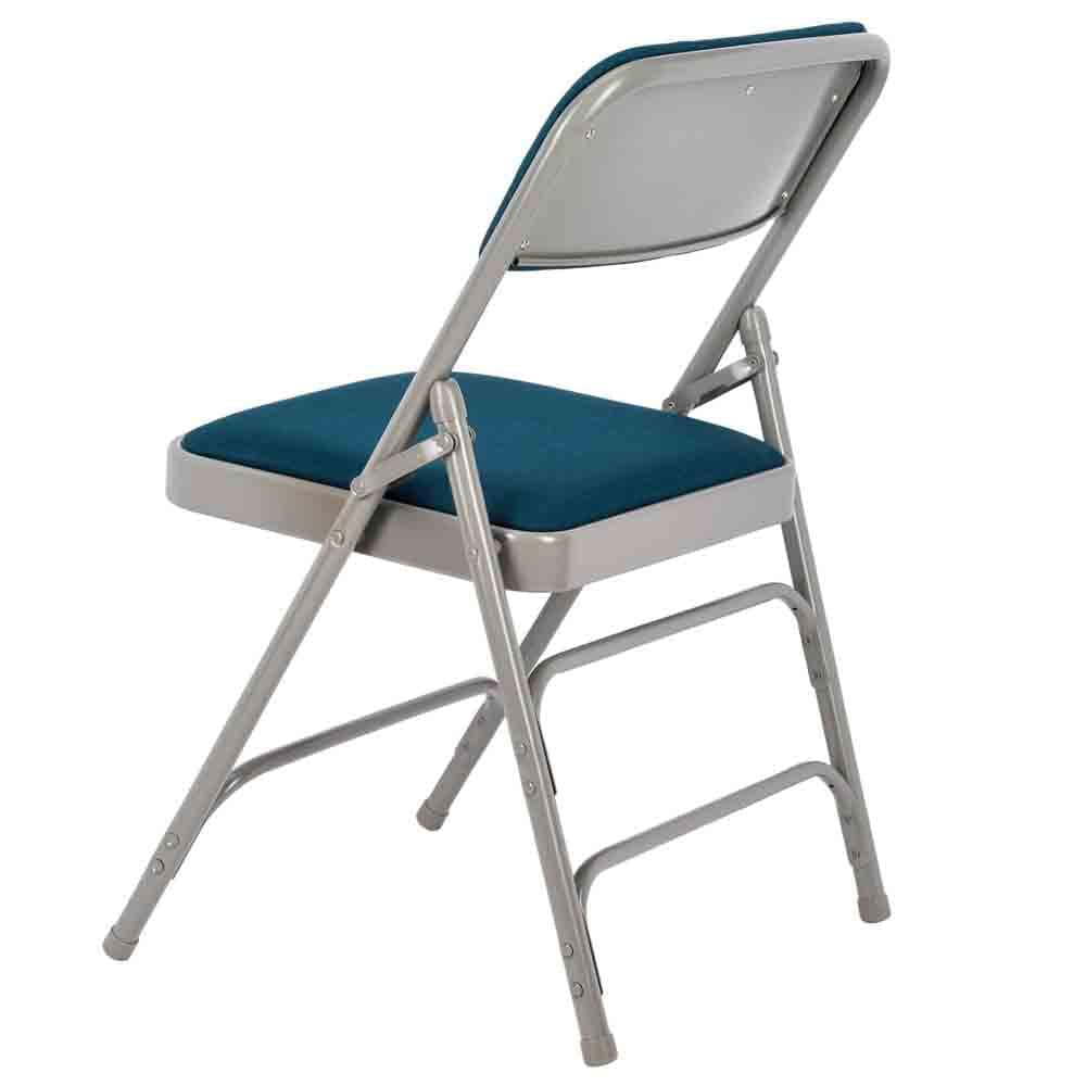 Chivari Navy Blue Metal Folding Chair with Blue Fabric Cushion CFMFNBGR1-CX-T