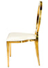 Chivari Gold Stainless Steel O Chair, Gold Frame with White Vinyl Seat COSSG-AX-T
