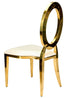 Chivari Gold Stainless Steel O Chair, Gold Frame with White Vinyl Seat COSSG-AX-T
