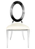 Chivari Silver Stainless Steel O Chair, Silver Frame with White Vinyl Seat COSSS-AX-T