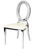 Chivari Silver Stainless Steel O Chair, Silver Frame with White Vinyl Seat COSSS-AX-T