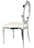 Chivari Silver Stainless Steel O Chair, Silver Frame with White Vinyl Seat COSSS-AX-T