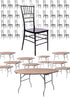 Chivari 100 Person Luxury Event Package:  Includes 100 Black Resin Steel Core Chiavari Chairs Plus 10 Round 72" Heavy Duty Banquet Folding Tables Plus a Banquet Table Cart PACK100CCRBSTEEL1072RD-T