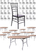 Chivari 100 Person Luxury Event Package:  Includes 100 Black Resin Steel Core Chiavari Chairs Plus 10 Round 72" Heavy Duty Banquet Folding Tables Plus a Banquet Table Cart PACK100CCRBSTEEL1072RD-T