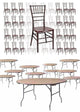 Chiavari The Luxury Combo - 100 Mahogany WoodGrain™ Resin Steel Skeleton™ Chiavari Chairs, 10 x 72" Round Plywood Tables, 1 Extra Large Table Cart PACK100CCRMBSTEEL1072RD-T