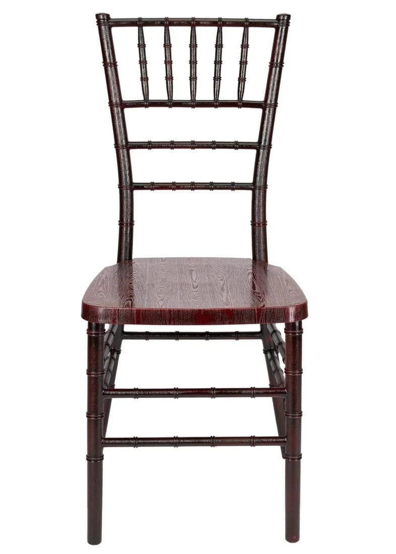 Chiavari The Luxury Combo - 100 Mahogany WoodGrain™ Resin Steel Skeleton™ Chiavari Chairs, 10 x 72