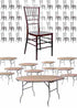 Chivari 100 Person Luxury Event Package:  Includes 100 Mahogany Resin Steel Skeleton™ Chiavari Chairs Plus 10 Round 72" Heavy Duty Banquet Folding Tables Plus a Banquet Table Cart PACK100CCRMSTEEL1072RD-T