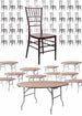Chivari 100 Person Luxury Event Package:  Includes 100 Mahogany Resin Steel Skeleton™ Chiavari Chairs Plus 10 Round 72" Heavy Duty Banquet Folding Tables Plus a Banquet Table Cart PACK100CCRMSTEEL1072RD-T