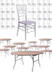 Chivari 100 Person Luxury Event Package:  Includes 100 Silver Resin Steel Skeleton™ Chiavari Chairs Plus 10 Round 72" Heavy Duty Banquet Folding Tables Plus a Banquet Table Cart PACK100CCRSSTEEL1072RD-T