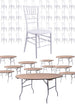Chivari 100 Person Luxury Event Package:  Includes 100 White Resin Steel Skeleton™ Chiavari Chairs Plus 10 Round 72" Heavy Duty Banquet Folding Tables Plus a Banquet Table Cart PACK100CCRWSTEEL1072RD-T