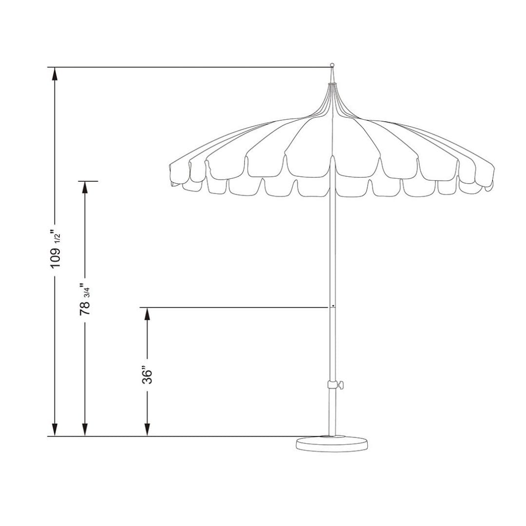 California Umbrellas Macaw 8.5' Classic Pagoda Series Sunbrella Fabric Patio Umbrella with White Aluminum Pole and Push Lift CAL-SMPT852174CLAS-5429