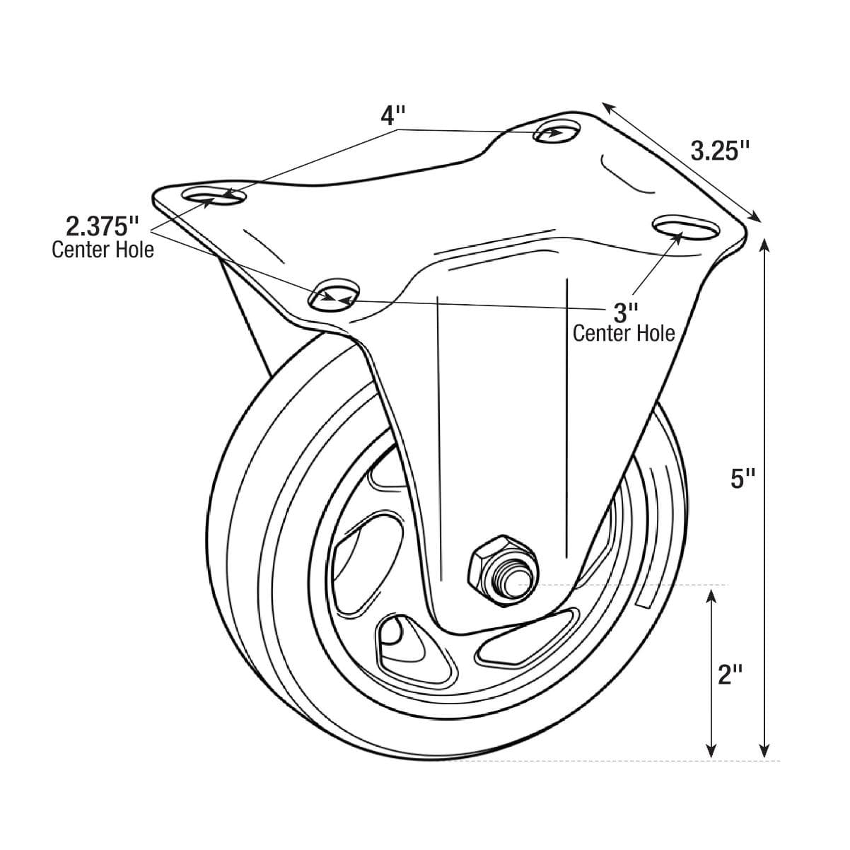 Chivari A Pair of  4" Fixed and Swivel Replacement Wheel Kit for FC Cart (Cart100G) PARTS-WHEEL-FCCART-KT