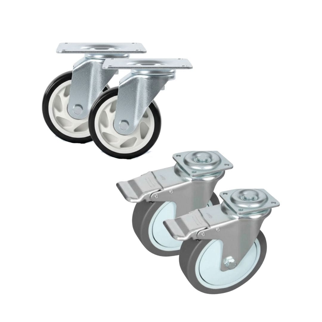 Chivari A Pair of Fixed and Swivel Wheels 4" for Fixed Carts 101/111/112 PARTS-WHEEL-FCCART5-KT