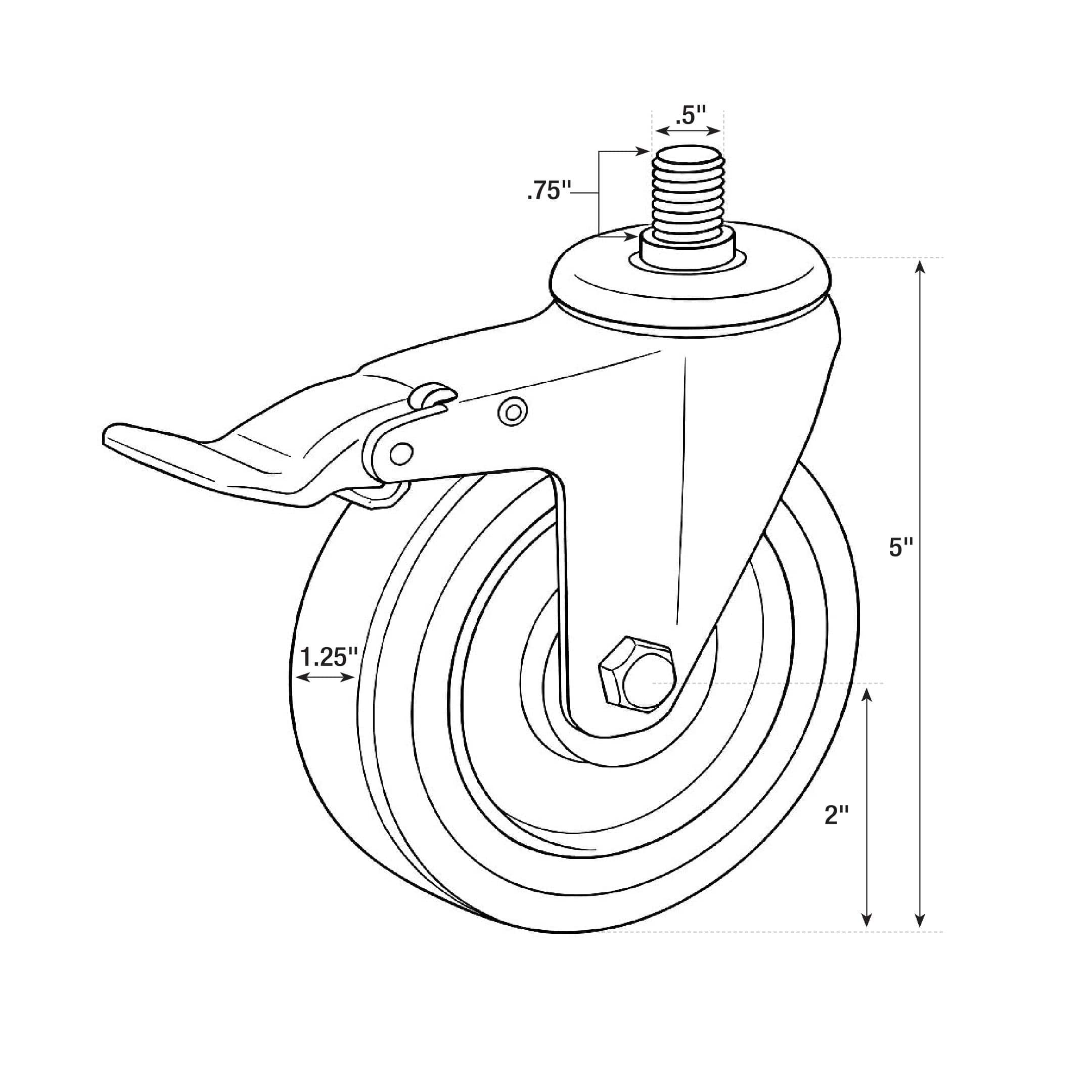 Chivari A Pair of Fixed and Swivel Wheels 4" for Hanging Carts 101 / 101TBL / 111 / 112 PARTS-WHEEL-HCCART4-KT