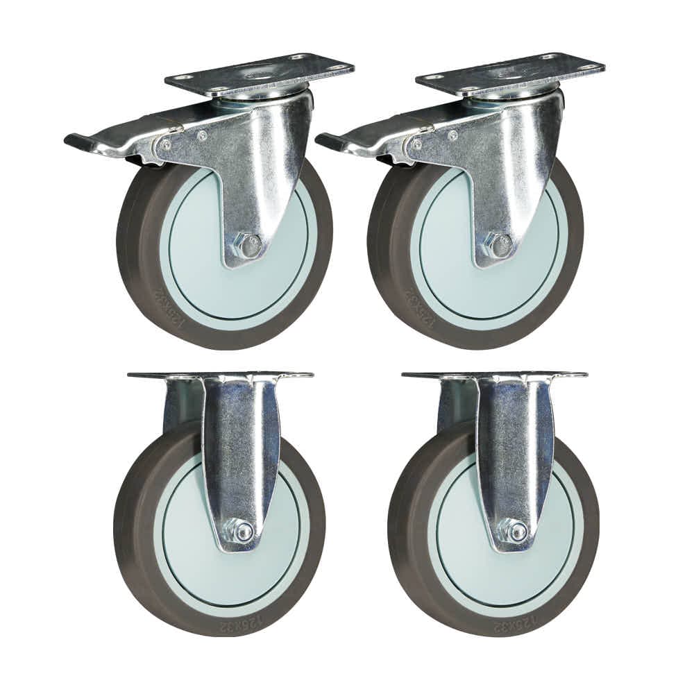 Chivari A Pair of Fixed and Swivel Wheels 5" for Hanging Carts 100HD / 102 / 105 / 109 / 113 / 115 PARTS-WHEEL-HCCART5-KT