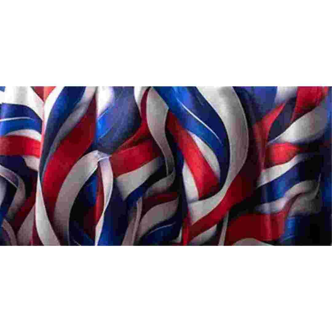 Chivari 90" x 132" Rectangle Tablecloth Lamour Matte Satin Patriotic Ribbon TBC-72X30PN01