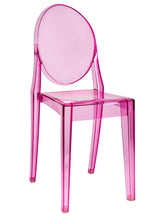 Fuchsia Clear Resin Oval Back Victoria Ghost Chair, Clearance