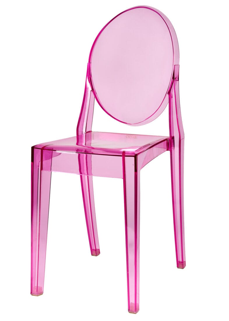 Chivari Fuchsia Clear Resin Oval Back Victoria Ghost Chair CGVRFU-ZG-T