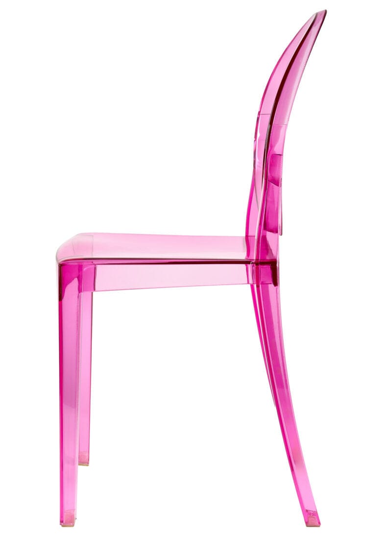 Chivari Fuchsia Clear Resin Oval Back Victoria Ghost Chair CGVRFU-ZG-T