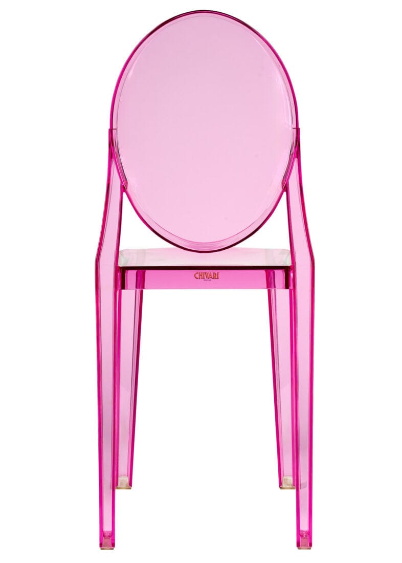 Chivari Fuchsia Clear Resin Oval Back Victoria Ghost Chair CGVRFU-ZG-T
