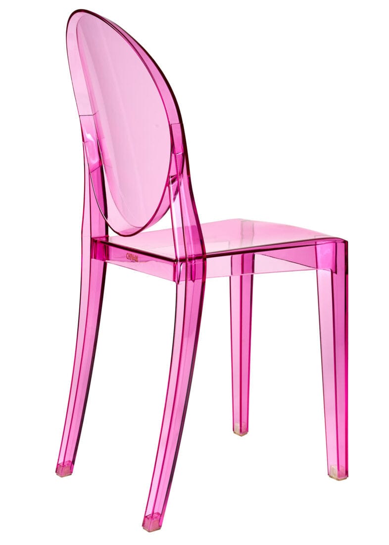 Chivari Fuchsia Clear Resin Oval Back Victoria Ghost Chair CGVRFU-ZG-T