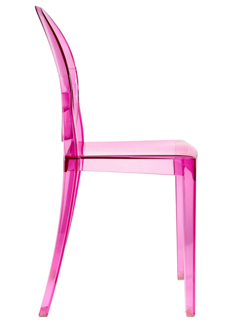 Chivari Fuchsia Clear Resin Oval Back Victoria Ghost Chair CGVRFU-ZG-T