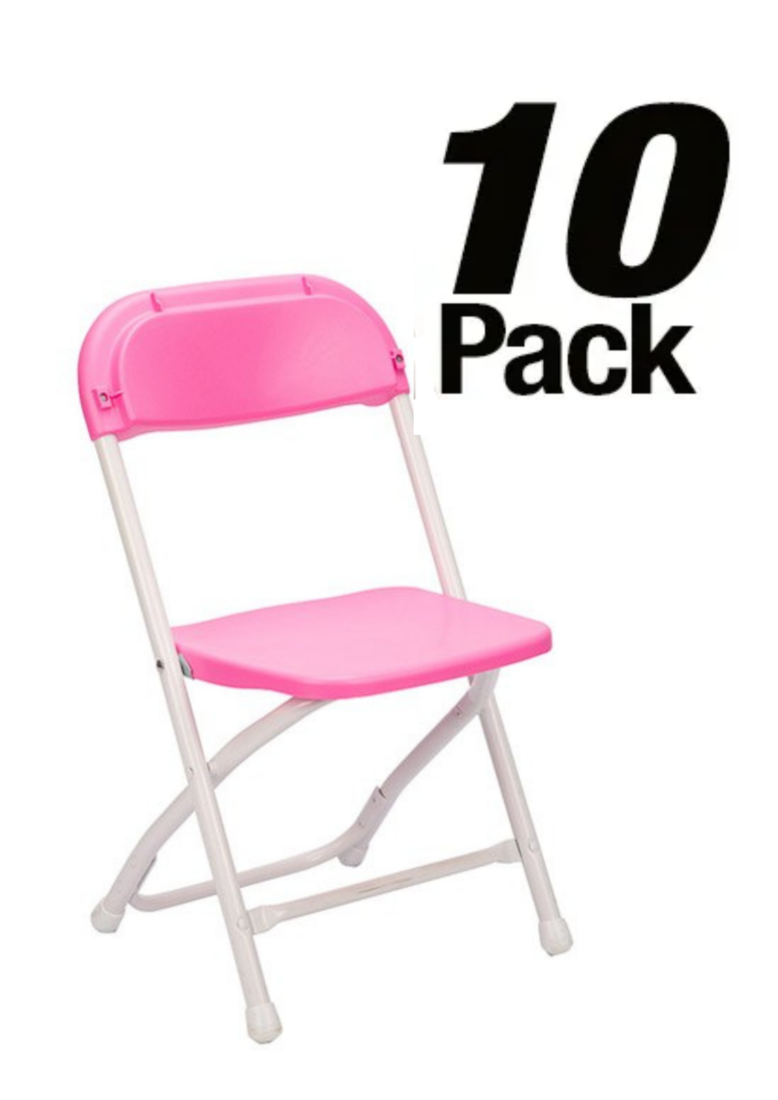 10 Pack Pink Poly Steel Children's Folding Chair - Great for Barbie Parties by Chivari CFPP-KID-AX-T-10