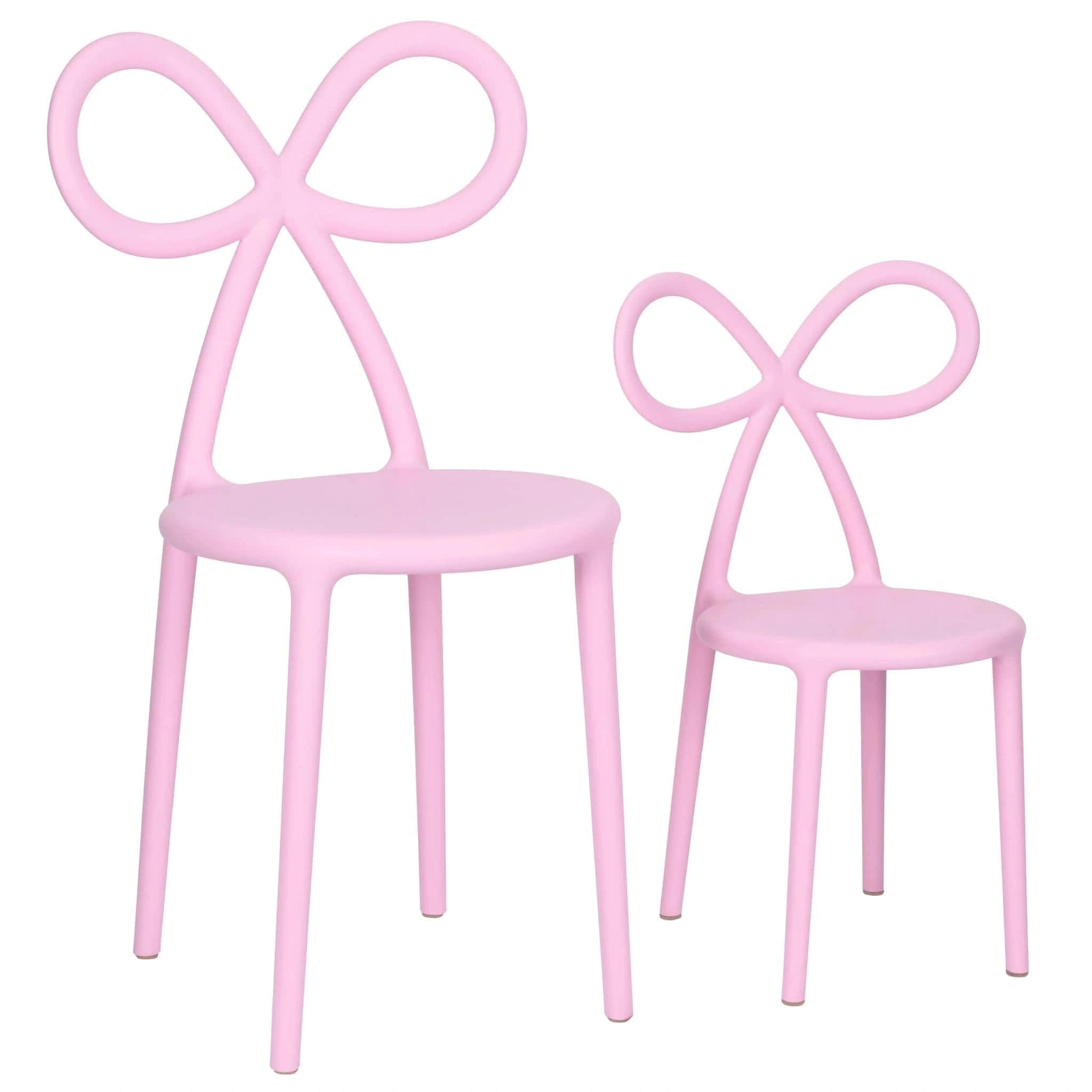 Chivari Pink Resin Bow Chair with Round Seat CBORP-ZG