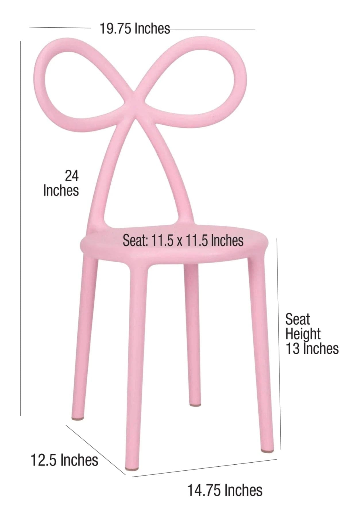 Chivari Kids Pink Resin Bow Chair with Round Seat CBORP-KID-ZG