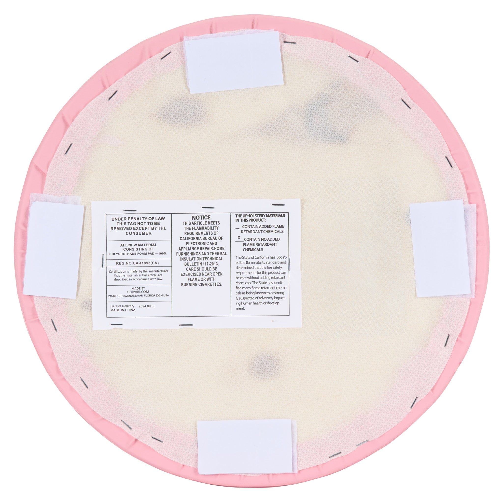 Chivari Party Pink Round Vinyl Panel Back Cushion CUSH-PANVIN-RDPNK-ZG-T