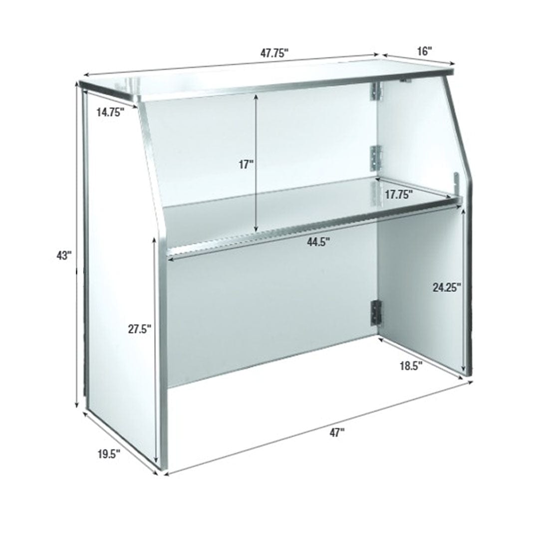 Chivari White 42" Tall x 48" Long Portable Folding Bar Laminate Surface PVC Edge BAR-FOLD-48-WHITE-AX-T
