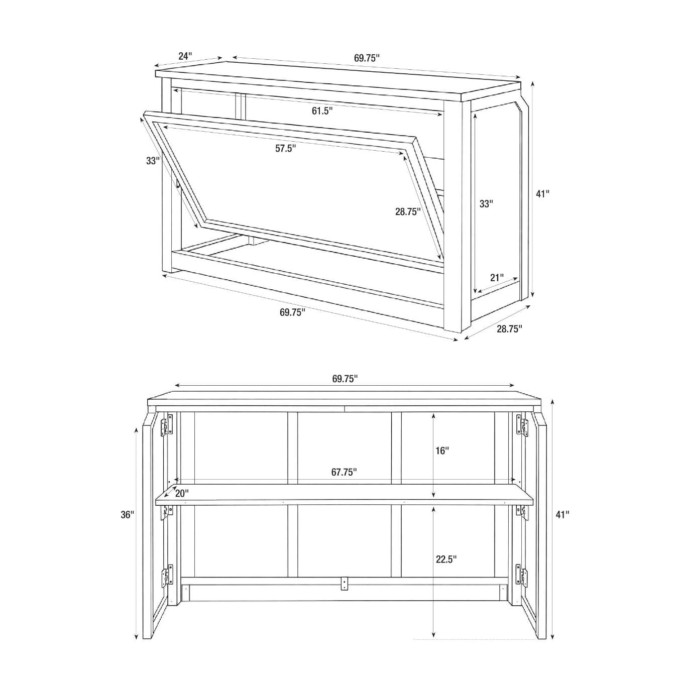 Chivari 6' White Portable Folding Bar with HPL Reversible Front, Flush Top & Shelf BAR-FOLD-72KITFL-WHT-AX-T