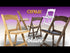 Fruitwood Resin WoodGrain™ Folding Chair with Tan Cushion