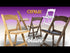 Fruitwood Resin WoodGrain™ Folding Chair with Tan Cushion
