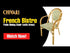 White and Beige French Bistro Patio Dining Chair with Arms